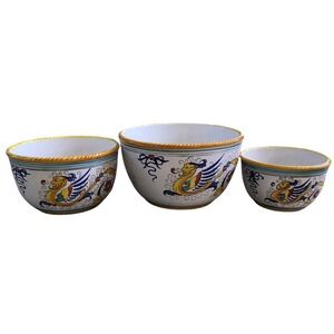 VTG Williams Sonoma Italian Majolica Deruta Style Large Nesting Bowls Set Of 3